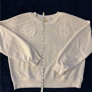 White Lace Shoulder Sweatshirt
